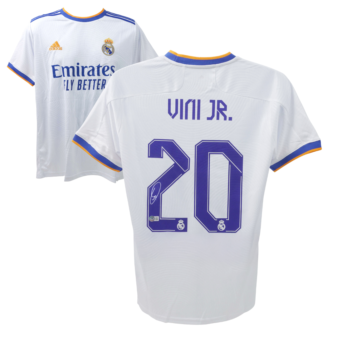 Vinicius Jr Signed Real Madrid Home Soccer Jersey #20 with Beckett COA